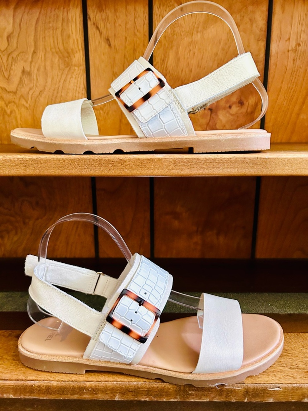 Sorel White Chalk Gum Ella III Slingback Flat Sandals, size 9 EU 40 - Picture 4 of 11